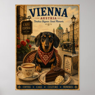 Dachshund à Vienne Affiche de voyage vintage