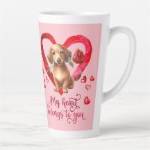 Dachshund Aquarelle Valentines Jour Latte Mug