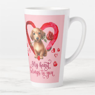 Dachshund Aquarelle Valentines Jour Latte Mug