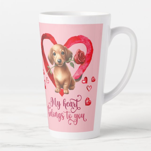 Dachshund Aquarelle Valentines Jour Latte Mug (Droite)
