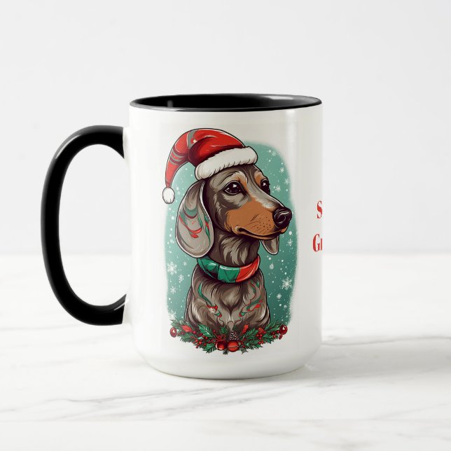 Dachshund avec la Mug de Santa Hat, Dachshund Love (Gauche)