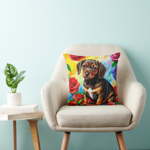 Dachshund Carlin Chien chiot Coussin coloré