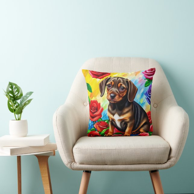 Dachshund Carlin Chien chiot Coussin coloré (Chaise)