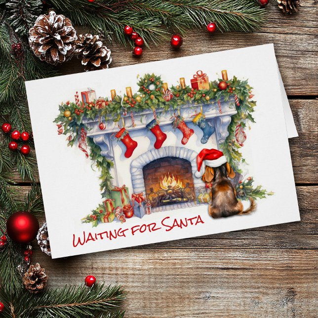 Dachshund Chien attendent la cheminée de Noël Père (Créateur téléchargé)