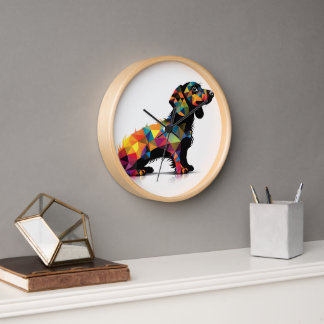 Dachshund Chien blanc Neon Horloge murale