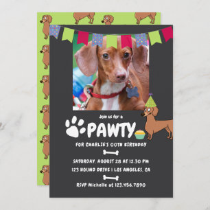 Dachshund Chien Invitation photo Anniversaire