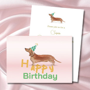 Dachshund Chien joyeuse invitation de fête d'anniv