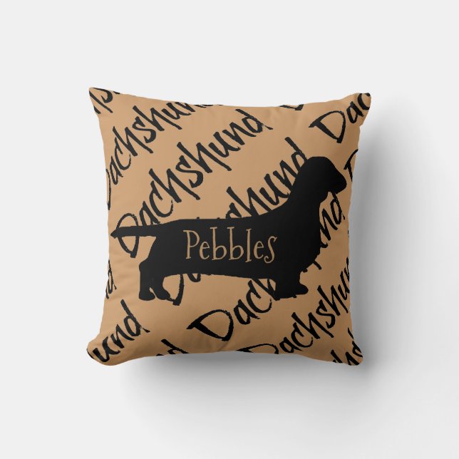 Dachshund Chien Silhouette Coussin personnalisé (Recto)