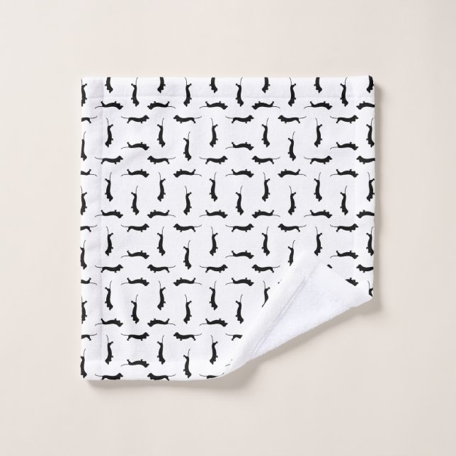 Dachshund Chien Silhouettes COULEUR ARRIÈRE - PLAN (Gant de toilette)