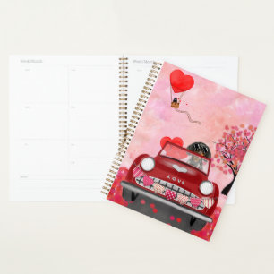 Dachshund Chien voiture avec les coeurs Valentine'