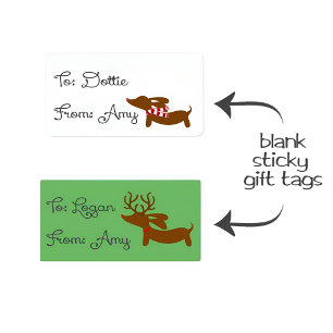 Dachshund Christmas Cadeaux Tags Stickers   Reinde