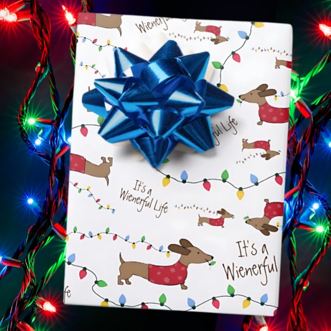Dachshund Christmas Enveloppement Papier ensemble  (It's a wienerful life sausage dog themed gift wrapping paper)