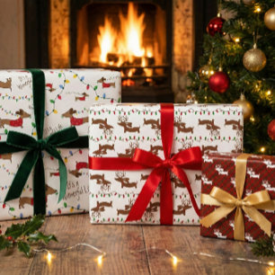Dachshund Christmas Enveloppement Papier Variété P