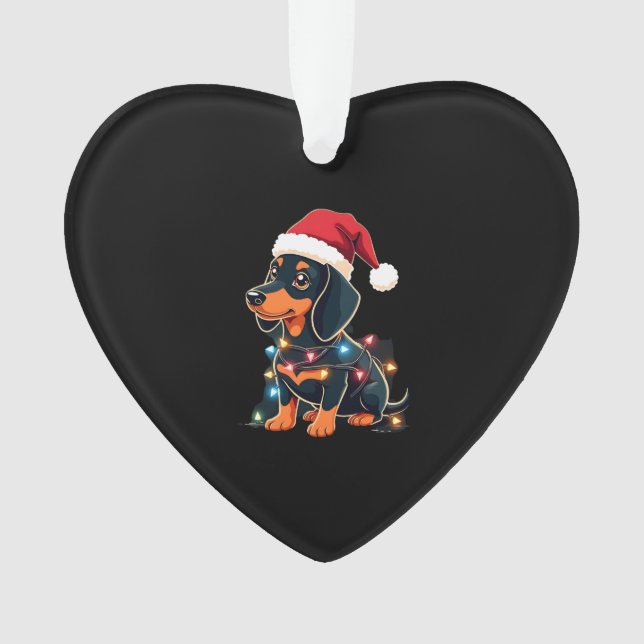 Dachshund Christmas Lights Santa Hat Xmas Dog Love (devant)