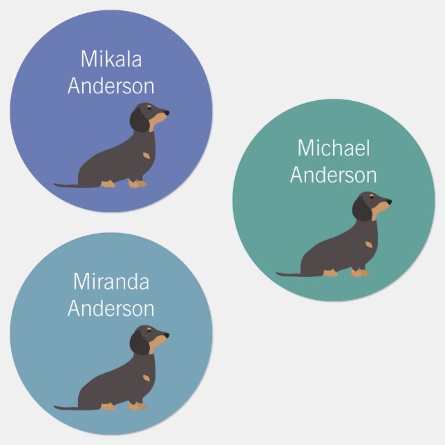 Dachshund couleurs chien imperméable étiquette (Groupe)