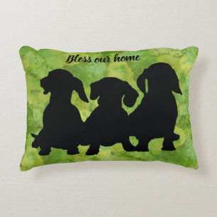Dachshund Coussin Silhouette Maison cadeau de réch