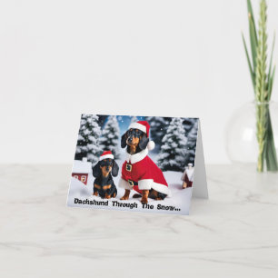 Dachshund dans la neige... Carte de Noël