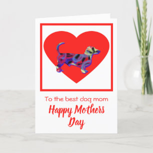 Dachshund / Daxie Dog Red Heart Carte de fête des 