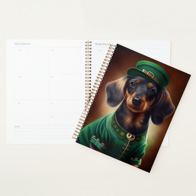 Dachshund Dog en tenue de la Saint Patrick (Devant avec enveloppe)