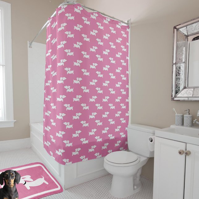 Dachshund Douche rideau Doxie Rose Salle de bain (wiener dog themed bathroom)