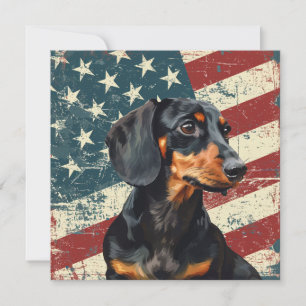 Dachshund Drapeau Américain Grunge