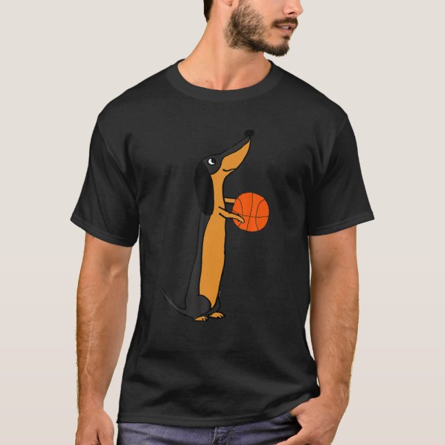 Dachshund Drôle Jouer T-shirt Basketball (Devant)