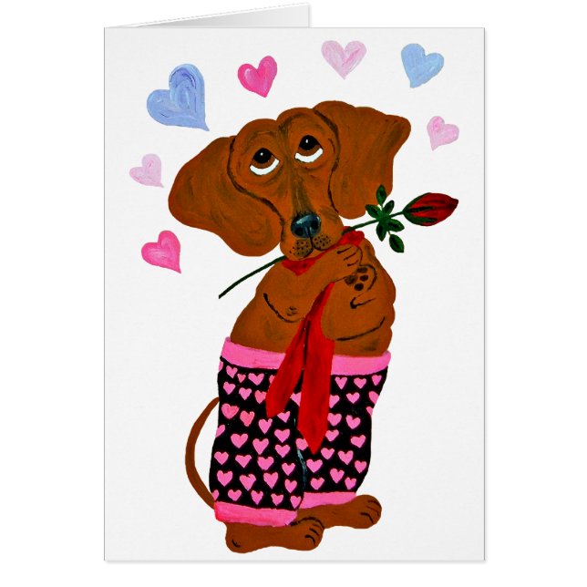 Dachshund en short rose à cœur (Devant)