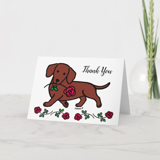 Dachshund et un carte de remerciements de dessin a (Devant)