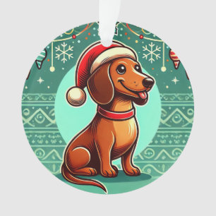 Dachshund festif avec chapeau de Père Noël Joie de