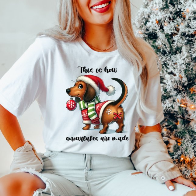 Dachshund Funny T-shirt femme de Noël (Créateur téléchargé)