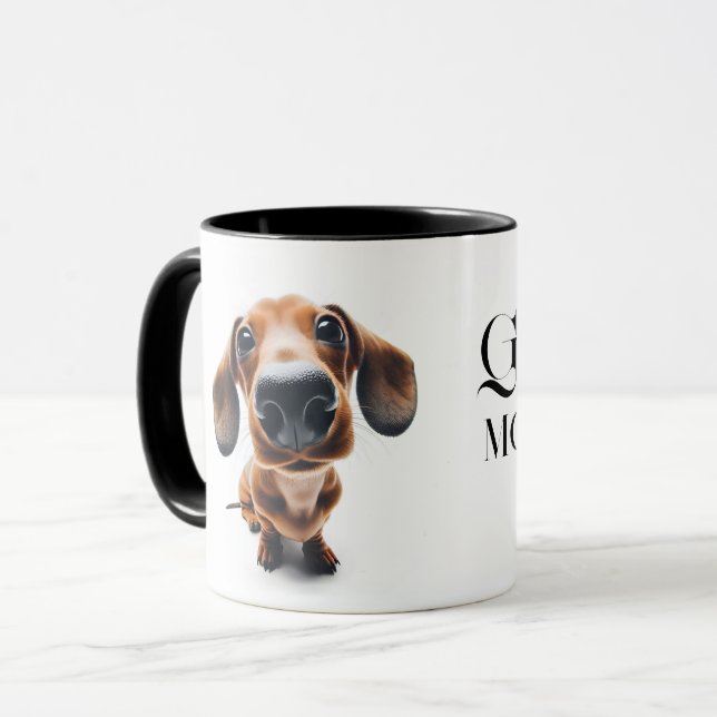 Dachshund gros plan Mug avec votre nom (Devant gauche)