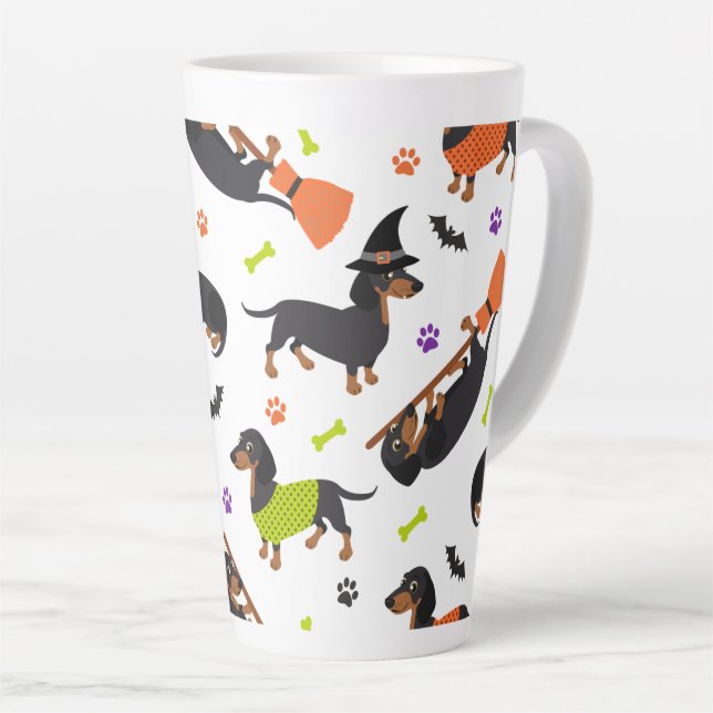 Dachshund Halloween Latte Mug (Angle droit)