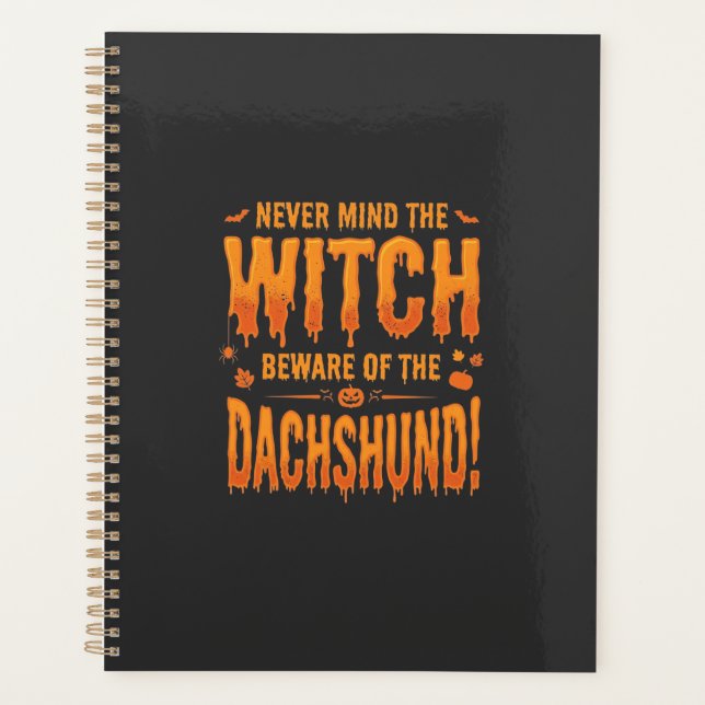 Dachshund Halloween Sorcière Avertissement Typogra (Devant)