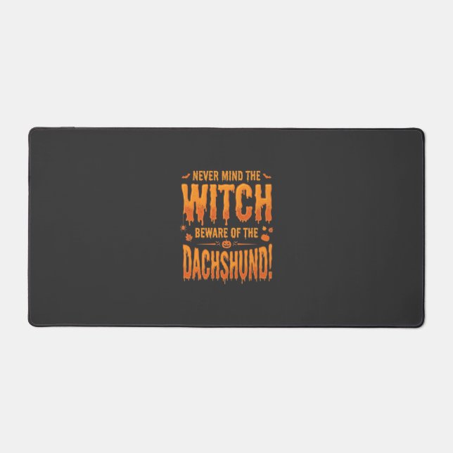 Dachshund Halloween Sorcière Avertissement Typogra (Recto)