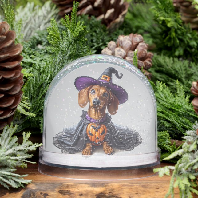Dachshund Halloween Witch Globe des neiges (Hiver)