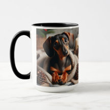 Dachshund in Blanket Christmas Coffee Mug Cup