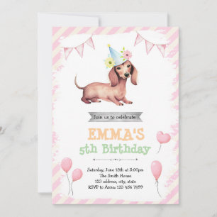 Dachshund invitation à la fête des filles