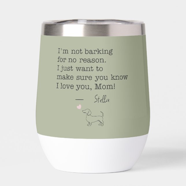 Dachshund Love Message Personalized Sage Green (Arrière)
