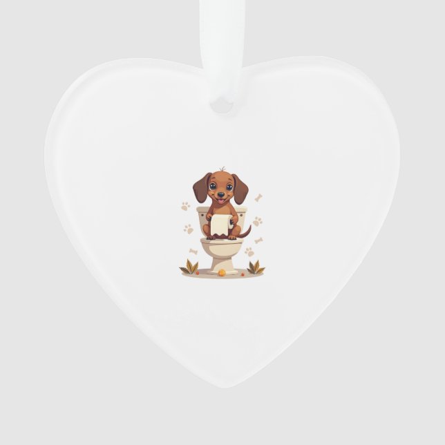 Dachshund Mignon Vintage sur Toilettes Dessin Anim (devant)