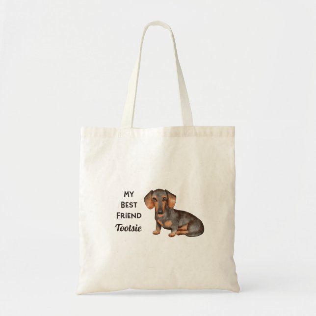 Dachshund Mon meilleur ami Sac fourre-tout de nom  (Devant)