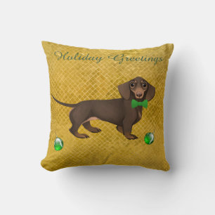 Dachshund Noël Coussin Holiday Wiener Chien