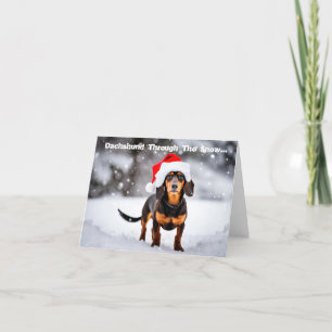 Dachshund Par La Neige... Carte de Noël