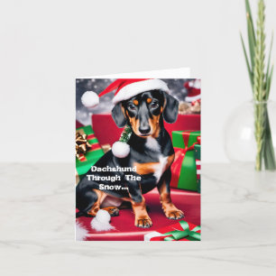 Dachshund Par La Neige... Carte de Noël