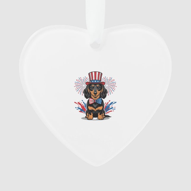 Dachshund patriotique feux d'artifice art vectorie (devant)