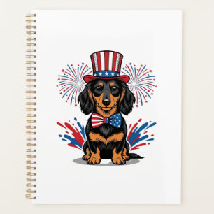 Dachshund patriotique feux d'artifice art vectorie