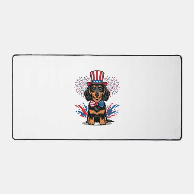 Dachshund patriotique feux d'artifice art vectorie (Recto)