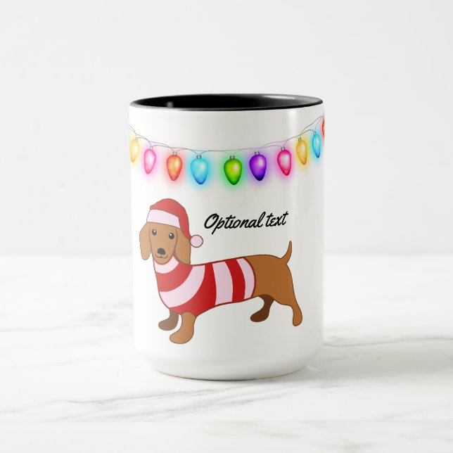Dachshund Père Noël Mug personnalisé (Centre)