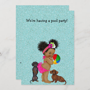 Dachshund Pool Party Ethnic Baby Invitation