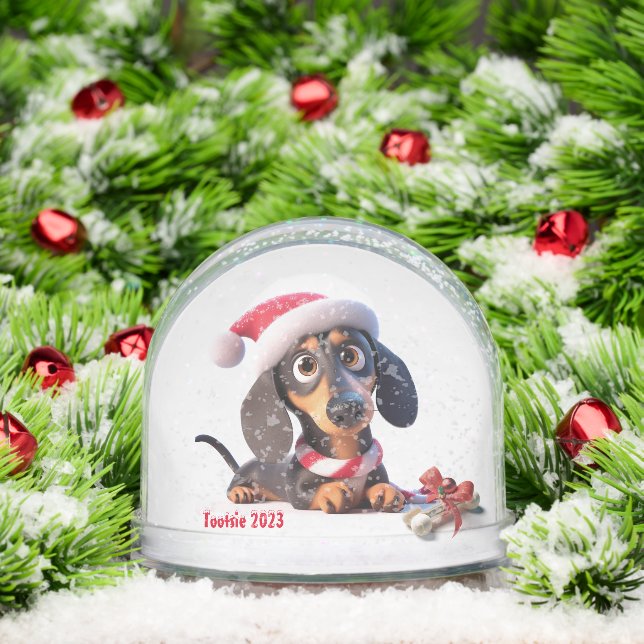 Dachshund Puppy Globe Personnalisé De Neige (Noël)