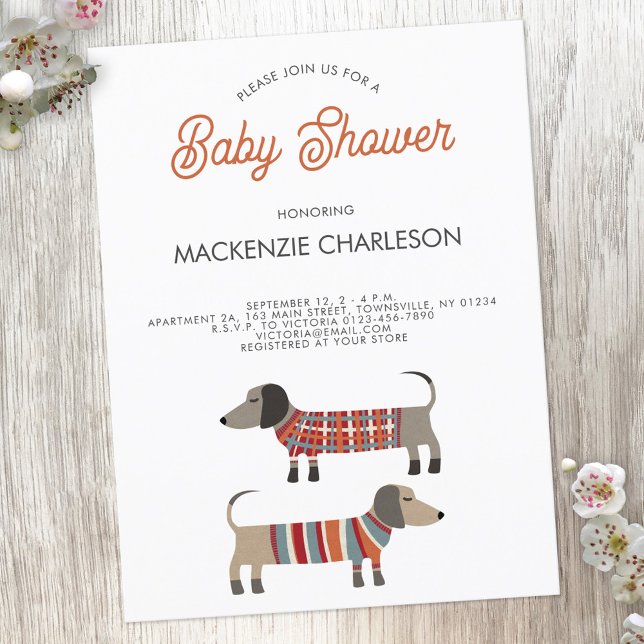 Dachshund Saucisse Chien Baby shower Invitation (Créateur téléchargé)